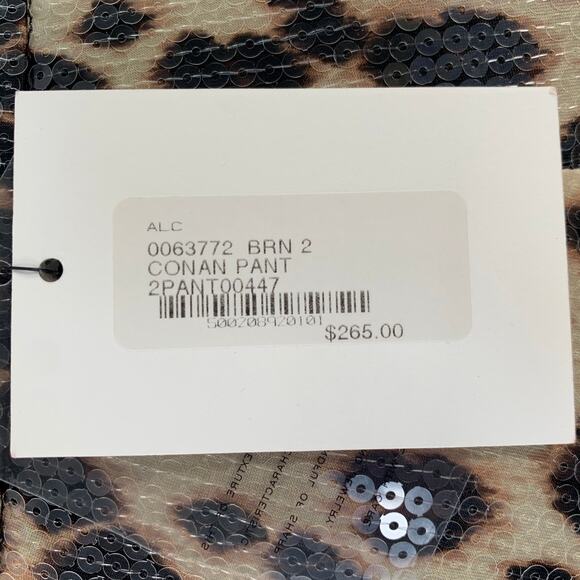 A.L.C. Size 2 Beige Brown Polyester Blend Sequined Leopard Leggings - Picture 4 of 6